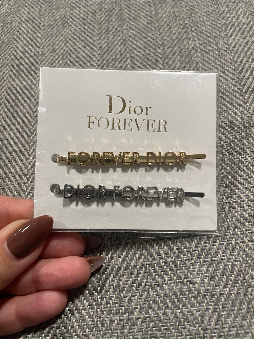 Dior FOREVER Logo Hair Pins in Gold and Silver-GWP